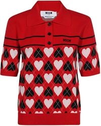 MSGM - Heart-Pattern Polo Shirt - Lyst