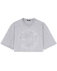 Versace - Medusa Crystal-embellished Cropped T-shirt - Lyst