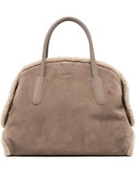 Coccinelle - Shearling-Trim Suede Shoulder Bag - Lyst