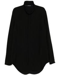 Julius - High-Neck Curved Hem Shirt - Lyst