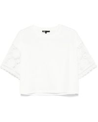 Maje - Crochet-sleeve T-shirt - Lyst