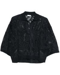 Brunello Cucinelli - V-Neck Open-Knit Sweater - Lyst