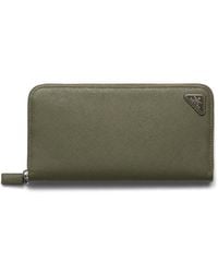 Prada - Logo-Plaque Saffiano Leather Wallet - Lyst