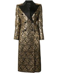 Dolce & Gabbana Double-breasted Foil Jacquard Coat - Metallic