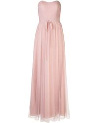 Marchesa Strapless Tulle Long Bridesmaid Gown - Pink
