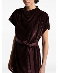 Peserico - Belted Ribbed-Velvet Midi Dress - Lyst