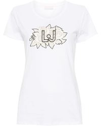 Liu Jo - Logo-embroidered Cotton T-shirt - Lyst
