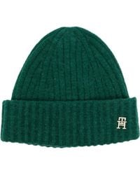 Tommy Hilfiger - Logo-Plaque Ribbed Knit Beanie - Lyst