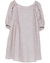 Max Mara - Striped Puff-Sleeve Mini Dress - Lyst