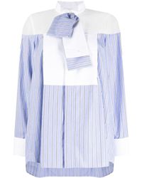 Sacai - Striped Panelled Cotton Shirt - Lyst