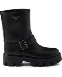 Prada - Schnallenverschluss-Stiefel Mit Profilsohle - Lyst