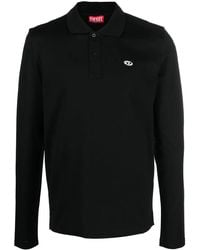 DIESEL - Logo Embroidered Long-Sleeve Polo Shirt - Lyst