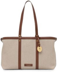 Trussardi - Elba Leather-Trim Canvas Tote Bag - Lyst
