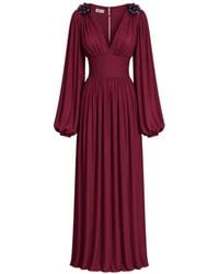 Baruni - Layan Floral-Embellished Pleated Maxi Dress - Lyst