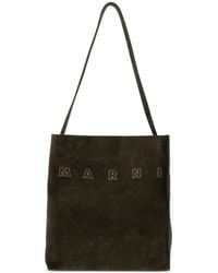 Marni - Sac Cabas Museo En Daim À Logo Brodé - Lyst