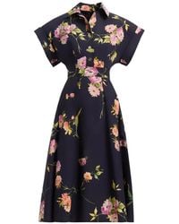 Elie Saab - Floral-Print Cotton Midi Dress - Lyst