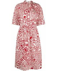 Colville - Abstract-print Gathered Cotton Dress - Lyst