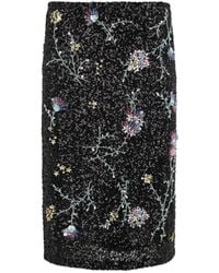 Des Phemmes - Sequin-Embellished Floral-Embroidered Straight Midi Skirt - Lyst