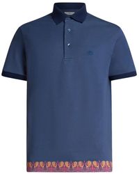 Etro - Paisley Trim Polo Shirt - Lyst