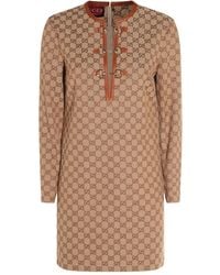 Gucci - Mini-Jurk Met Horsebit-Detail En Gg-Canvas - Lyst