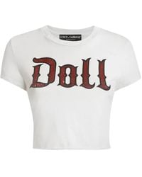 Dolce & Gabbana - Cropped T-Shirt With Vintage Effect - Lyst
