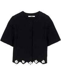 Maje - Cardigan With Floral Jewel Details - Lyst