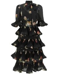 Zimmermann - Floral-Print Pleated Dress - Lyst