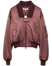 Chloé - Ribbed-Trim Zip-Up Bomber Jacket - Lyst