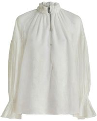 Etro - High-Neck Long-Sleeve Blouse - Lyst