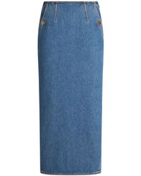 Etro - Washed Denim Long Skirt - Lyst