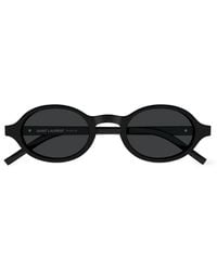 Saint Laurent - Ysl-Plaque Oval-Frame Sunglasses - Lyst