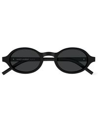 Saint Laurent - Ysl-Plaque Oval-Frame Sunglasses - Lyst