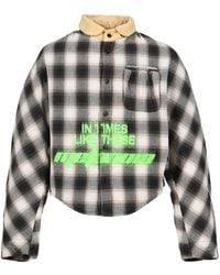 RRR123 - Check-Pattern Corduroy-Collar Shirt - Lyst
