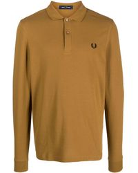 Fred Perry - Logo-embroidered Long-sleeve Polo Shirt - Lyst