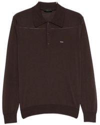 Prada - Logo-Embroidered Knitted Polo Shirt - Lyst