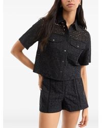 Veronica Beard - Eyelet-Embroidered Short-Sleeve Shirt - Lyst