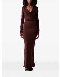 Patrizia Pepe - Draped-Neck Long-Sleeve Maxi Dress - Lyst