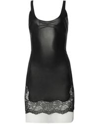 The Attico - Leren Jurk Met Kanten Afwerking - Lyst