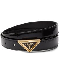 Prada - Triangle-logo Patent-leather Belt - Lyst