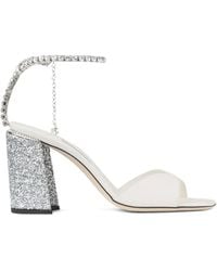 Jimmy Choo - 85Mm Saeda Crystal-Embellished Glitter-Heel Sandals - Lyst