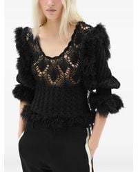 Ann Demeulemeester - Dudu Feather-Trim Scallop-Neck Sweater - Lyst
