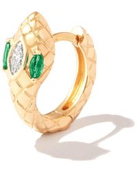 Jacquie Aiche - 14kt Rose Gold Head Snake Diamond And Emerald Earring - Lyst