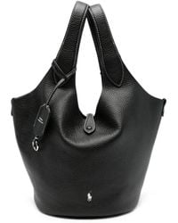 Ralph Lauren - Logo-Embroidered Pebbled-Leather Tote Bag - Lyst