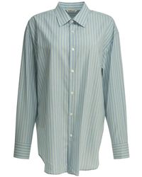 AURALEE - Striped Wool Shirt - Lyst