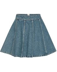 ROTATE BIRGER CHRISTENSEN - Pleated Denim Mini Skirt - Lyst