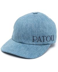 Patou - Embroidered-logo Denim Cap - Lyst