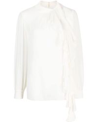 Dolce & Gabbana - Silk Georgette Bluse mit Rüschen - Lyst