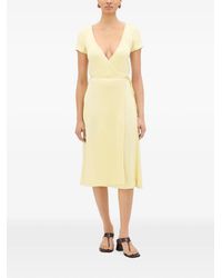 Another Tomorrow - Robe Mi-Longue Fluide À Coupe Portefeuille - Lyst