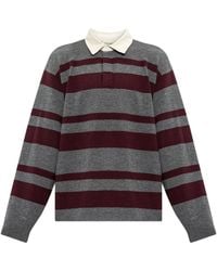 FRAME - Rugby Striped Long-Sleeve Polo Sweater - Lyst