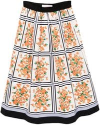 Carolina Herrera - Floral-Print Midi Skirt - Lyst